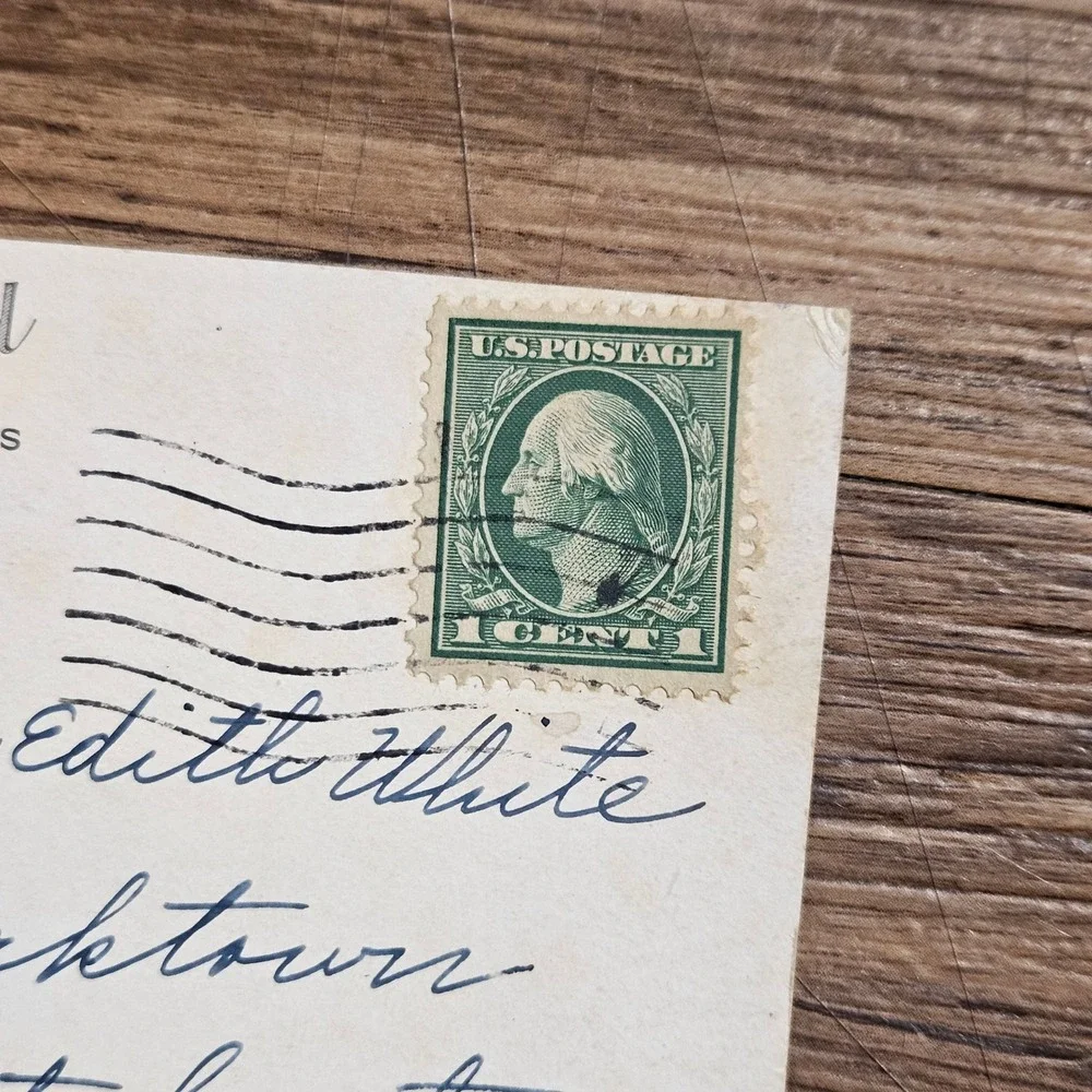 Vintage 1914 Halloween Postcard Owls on Moon F.A. Owen‎ Co 202C Postmarked Stamp